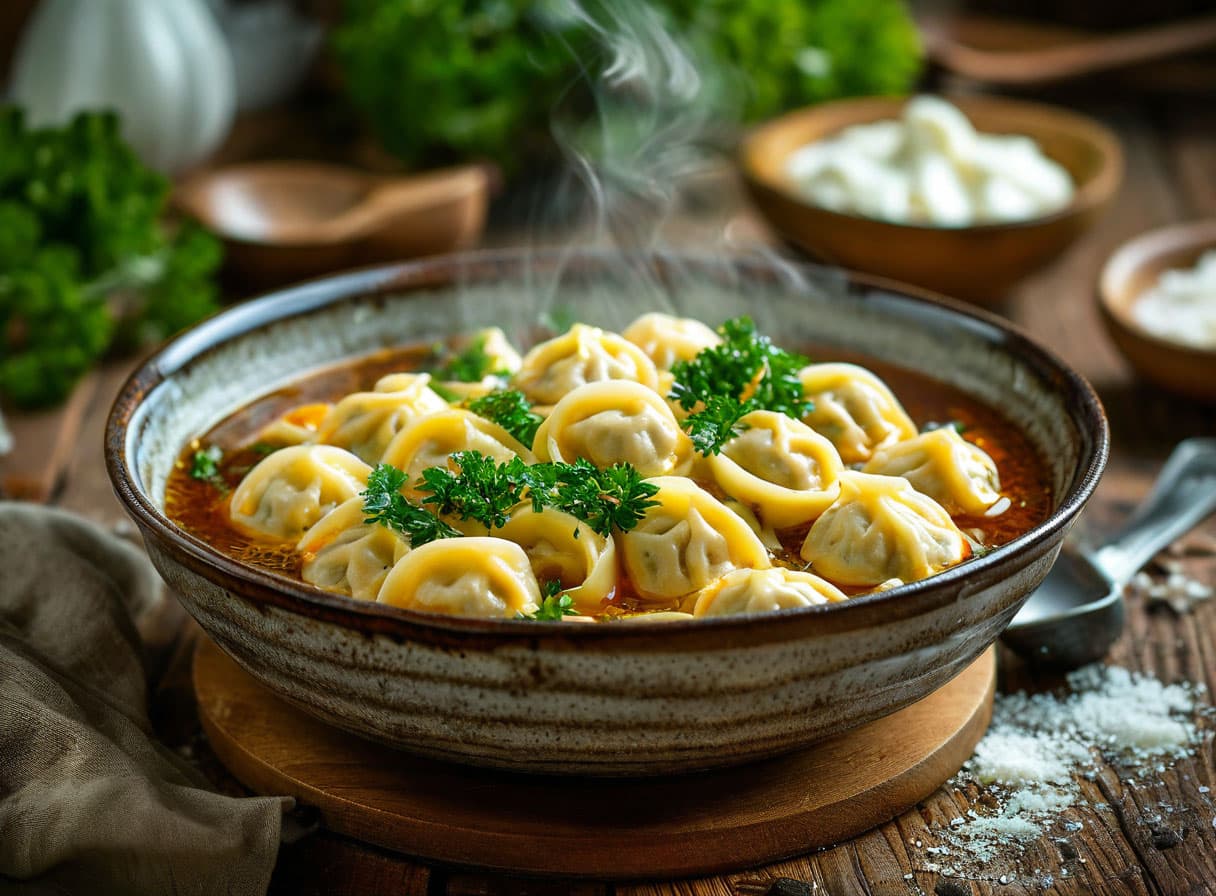 Пельмени «Как у бабушки» с бульоном